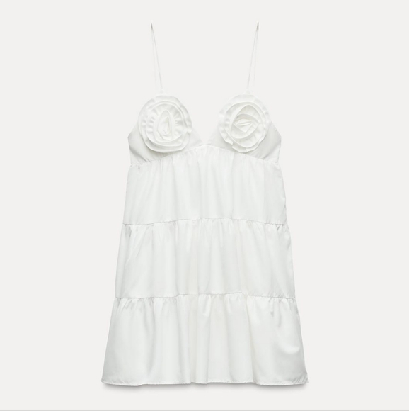 ZARA  MINI DRESS WITH  FLOWERS White - Picture 7 of 11
